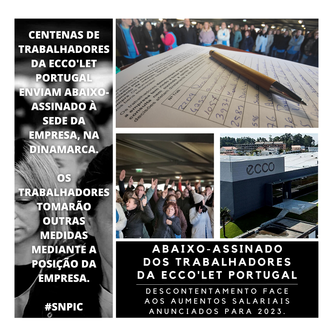 Centenas de trabalhadores da Ecco'let Portugal enviam abaixo-assinado à sede da empresa, na Dinamarca.