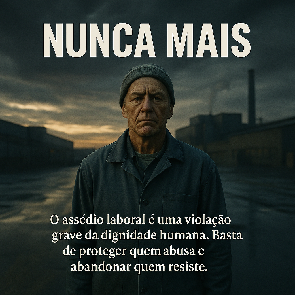 Nunca Mais: Basta de silêncio e cumplicidade. A dignidade no trabalho é um direito, não um privilégio.